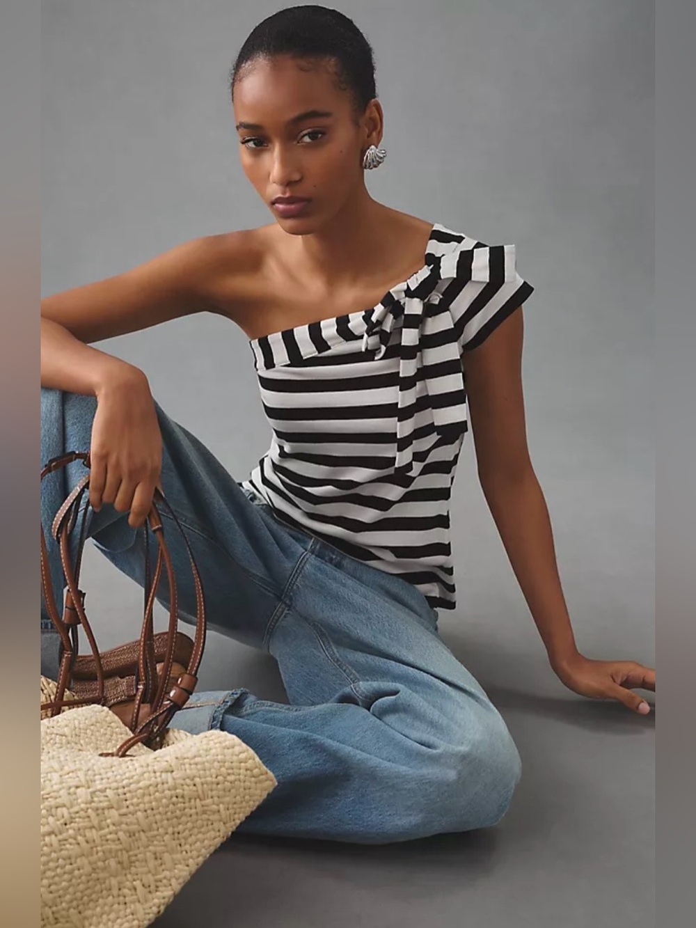 Anthropologie Maeve One Shoulder Bow Top